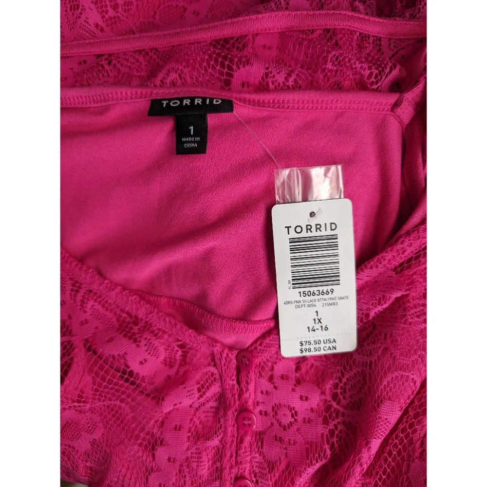 Torrid Pink Lace Button Front Skate Dress 1